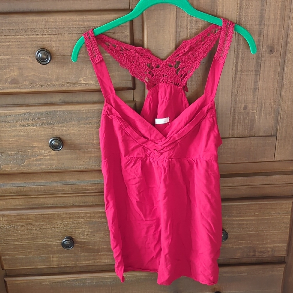 Charlotte Russe Red Lace Back Flowy Tank